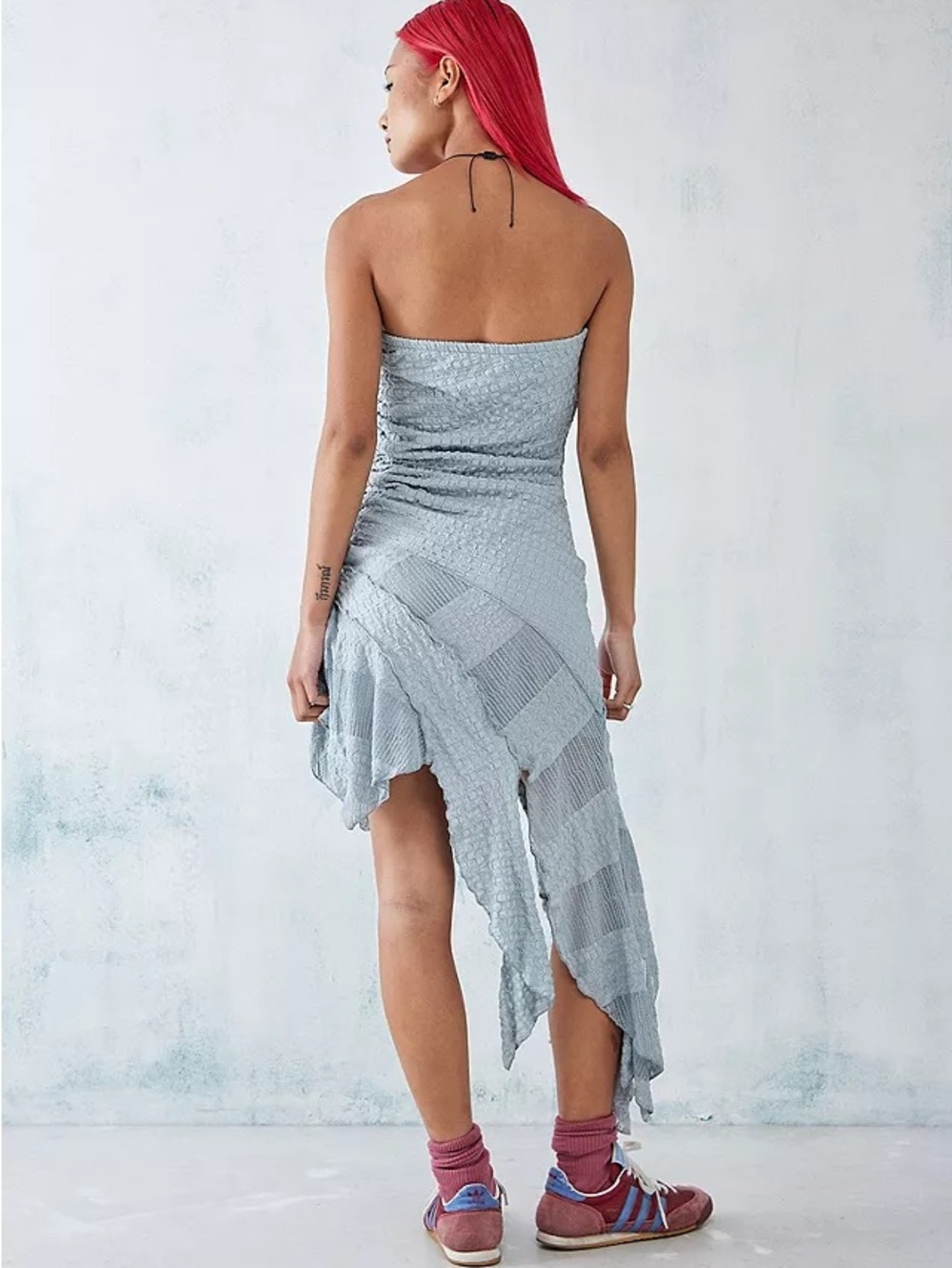 Urban Outfitters Light Gray Asymmetrical Strapless Dress